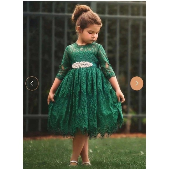 Trish Scully Lace Emerald Green Dress Bella Rafaela Size 14 - Picture 3 of 10